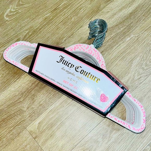 Juicy Couture Other - Juicy Couture Set of 25 Pink & White Leopard Print Hangars Closet Organization